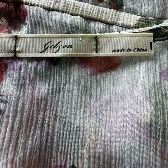 Boho Floral Sheer Chiffon Bell Sleeve 100% Silk Top - Picture 6 of 7